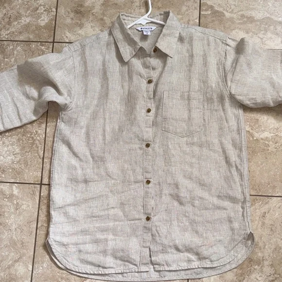 Athleta Beige Linen Shirt - Picture 7 of 7